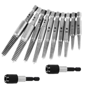 AEVXKHI 10PCS Screw Extractor Kit Alloy Damaged Bolt Remover Set Easy Out Broken Screw Extractor Remover 1/4 Inch Hex Shank Stripped and Rusty Screws Removal Tool for Broken-Head Screws