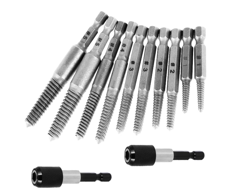 AEVXKHI 10PCS Screw Extractor Kit Alloy Damaged Bolt Remover Set Easy Out Broken Screw Extractor Remover 1/4 Inch Hex Shank Stripped and Rusty Screws Removal Tool for Broken-Head Screws