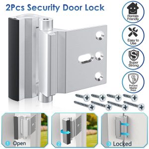 Keyohome Security Door Reinforcement Lock 3inch 800lbs of Force Durable Childproof Safety Cabinet Lock,2Pcs