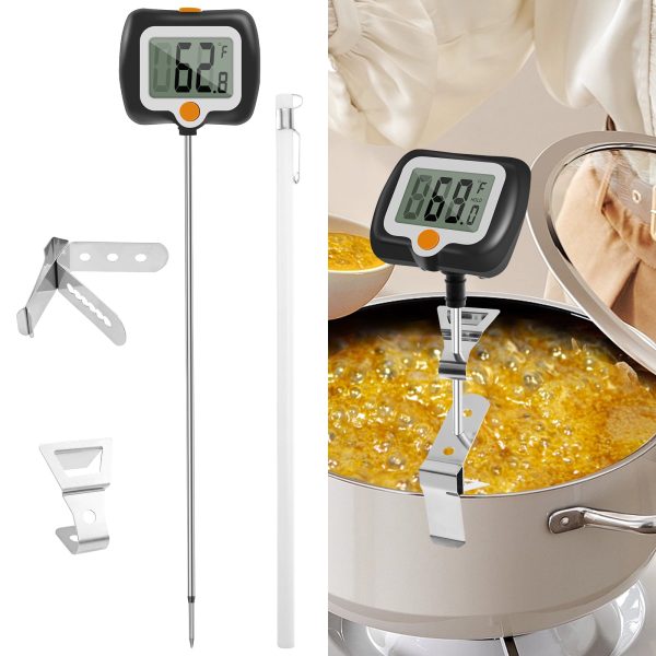 Wekvgz Digital Candy Thermometer with Pot Clip Instant Read Food Thermometer with Stainless Steel Probe and 180?? Rotating LCD Display Practical Candy Thermometer for Sugar Maple Syrup Cheese