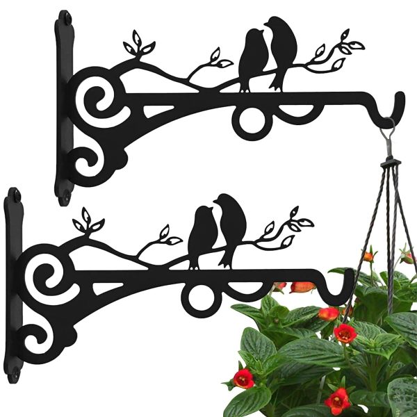 Keyohome 2PCS Hanging Plant Basket Brackets,8" Metal Plant Hanger Hook Heavy-Duty Wall Plant Hooks with Screws for Outdoor Indoor