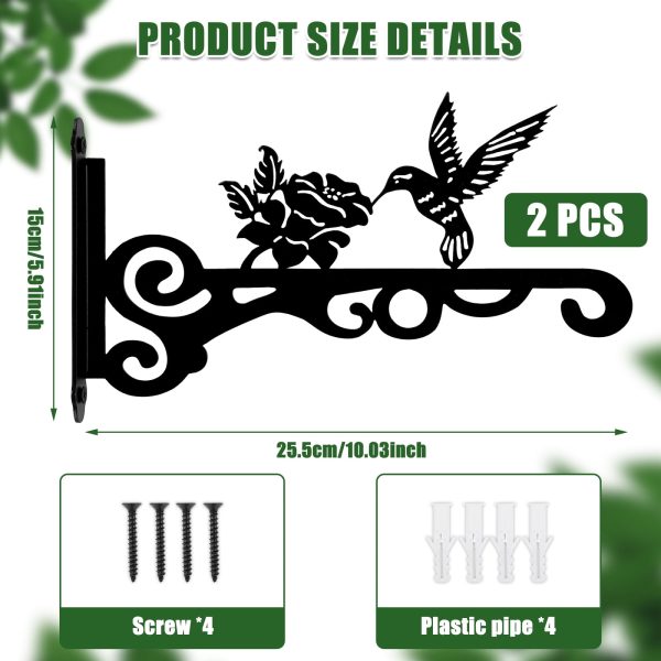 Keyohome Hanging Plant Bracket, 2 Pcs 10" Cast Iron Decorative Wall Planter Hanger Hooks for Hanging Plants Flower Baskets Wind Chimes Bird Feeders, Indoor Outdoor Rustic Home Decor - Image 8