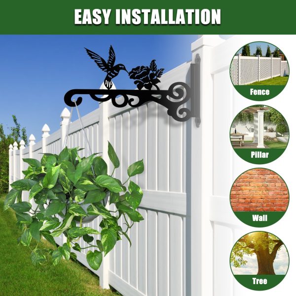 Keyohome Hanging Plant Bracket, 2 Pcs 10" Cast Iron Decorative Wall Planter Hanger Hooks for Hanging Plants Flower Baskets Wind Chimes Bird Feeders, Indoor Outdoor Rustic Home Decor - Image 4