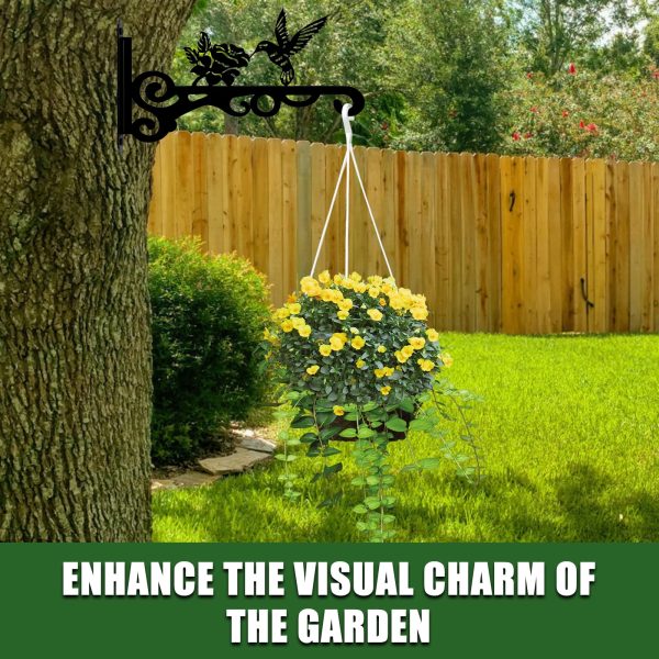 Keyohome Hanging Plant Bracket, 2 Pcs 10" Cast Iron Decorative Wall Planter Hanger Hooks for Hanging Plants Flower Baskets Wind Chimes Bird Feeders, Indoor Outdoor Rustic Home Decor - Image 3