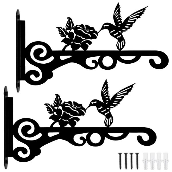 Keyohome Hanging Plant Bracket, 2 Pcs 10" Cast Iron Decorative Wall Planter Hanger Hooks for Hanging Plants Flower Baskets Wind Chimes Bird Feeders, Indoor Outdoor Rustic Home Decor - Image 5