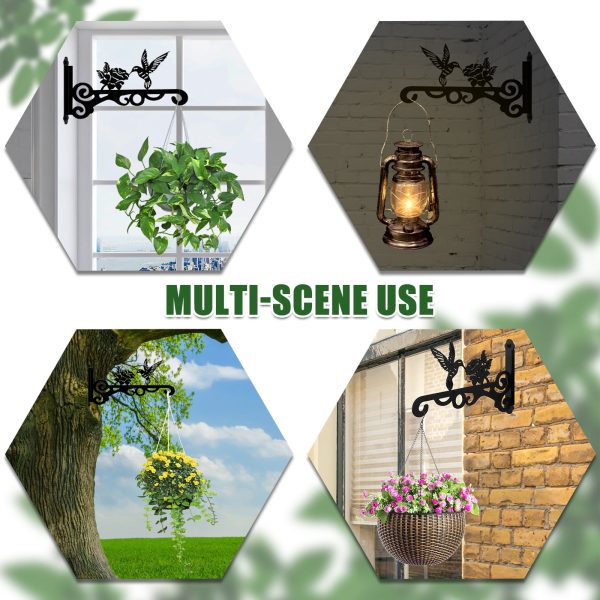 Keyohome Hanging Plant Bracket, 2 Pcs 10" Cast Iron Decorative Wall Planter Hanger Hooks for Hanging Plants Flower Baskets Wind Chimes Bird Feeders, Indoor Outdoor Rustic Home Decor - Image 6
