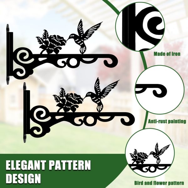 Keyohome Hanging Plant Bracket, 2 Pcs 10" Cast Iron Decorative Wall Planter Hanger Hooks for Hanging Plants Flower Baskets Wind Chimes Bird Feeders, Indoor Outdoor Rustic Home Decor - Image 9