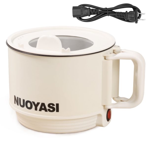 Keyohome Electric Hot Pot,1.9 Qt Ramen Cooker,Portable Multi-Functional Lazy Pot for Cooking Pasta Egg Soup,450 W Electric Non-Stick Cooker with over-Heating Protection for Dorm,Office,Travel(White)