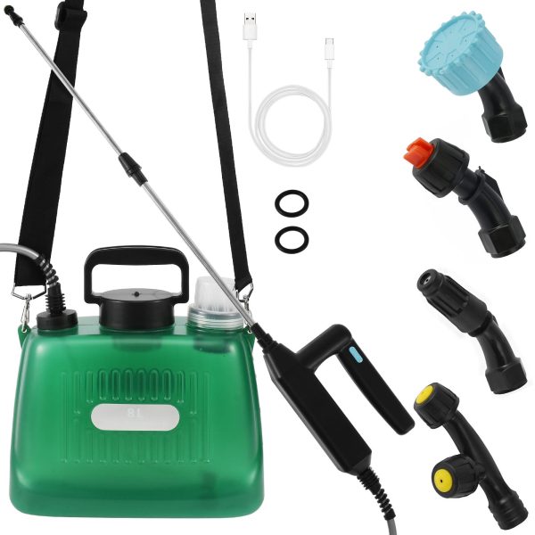 Keyohome Electric Sprayer with 4 Mist Nozzles Electric Sprayer for Lawn,with Shoulder Strap,Portable,2.11 Gallon