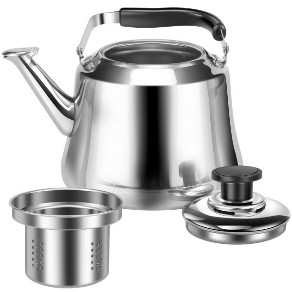 Ihvewuo Tea Kettle Stainless Steel Whistling Tea Kettle with Tea Infuser 2L Capacity Stovetop Tea Maker with Ergonomic Handle Multifunctional Whistling Teapot for Kitchen Stove Induction Cooker