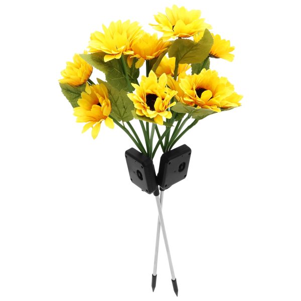 Keyohome 2 Packs Solar Garden Lights LED Outdoor Waterproof Decorative Sunflower Ornaments Stake Lights for Pathway Landscape Lamp Patio Fence Yard Lighting Outdoor Decor