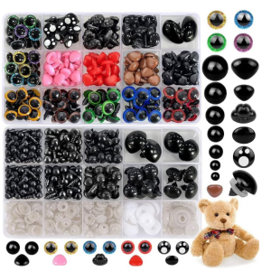 Qenwkxz 1040pcs Safety Eyes and Noses Set 0.24-0.47in Plastic Safety Eyes and Noses with Washers for Crochet Eyes Toy and Stuffed Animals Colorful Doll Eyes for Crafts Bear Doll Making