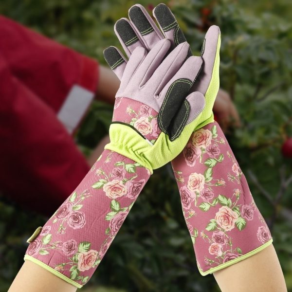 Lzvxtym Thorn Proof Ladies Garden Gauntlet with Long Sleeves Long Gardening Gloves for Women Arms Elbow Protective