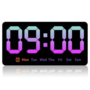 Lzvxtym Digital Wall Clock 8.5 Inch Display LED Alarm Clock 3 Levels Brightness Wall Clock,with Date Week Temperature,Pink