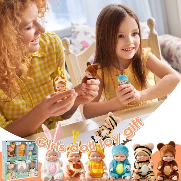 Keyohome 6Pcs Mini Baby Dolls,4" Newborn Dolls Gift Set,Cute Reborn Baby Dolls Toys for Kids 3+,with Animal Clothes - Image 10