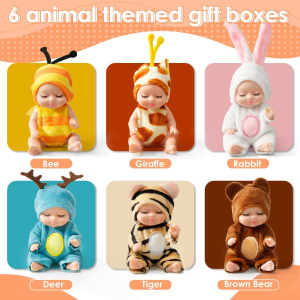 Keyohome 6Pcs Mini Baby Dolls,4" Newborn Dolls Gift Set,Cute Reborn Baby Dolls Toys for Kids 3+,with Animal Clothes - Image 9