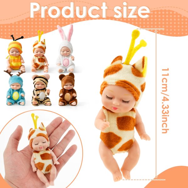 Keyohome 6Pcs Mini Baby Dolls,4" Newborn Dolls Gift Set,Cute Reborn Baby Dolls Toys for Kids 3+,with Animal Clothes - Image 7