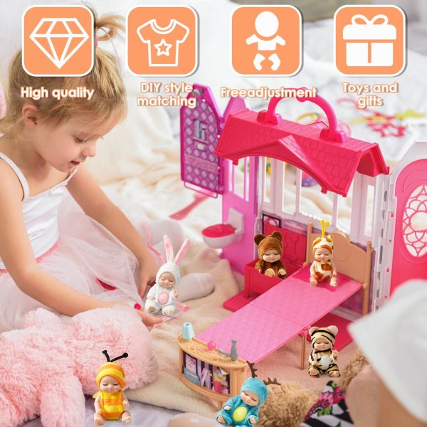 Keyohome 6Pcs Mini Baby Dolls,4" Newborn Dolls Gift Set,Cute Reborn Baby Dolls Toys for Kids 3+,with Animal Clothes - Image 2