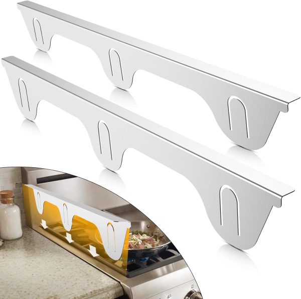 Ihvewuo 2Pcs Stove Gap Covers Stainless Steel Stove Gap Guards Practical Stove Side Gap Covers Heat Resistant Stove Counter Gap Cover Easy to Install Stove Gap Fillers for Kitchens Stoves