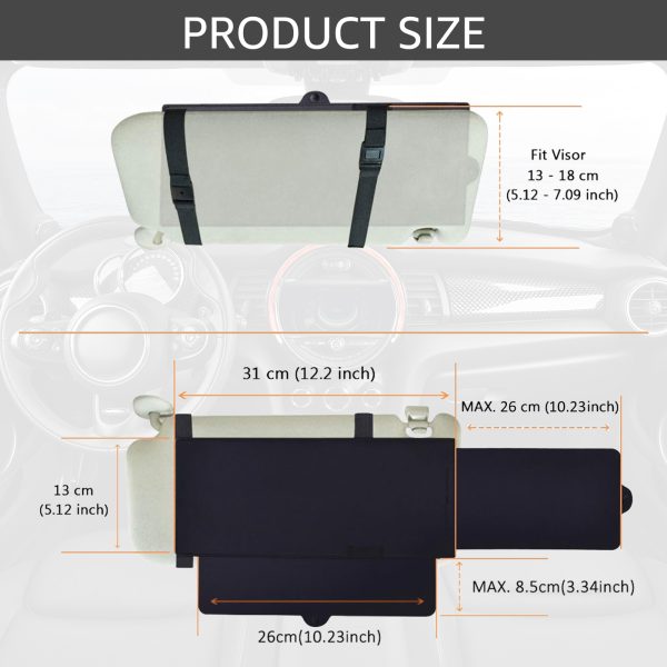 Qenwkxz Car Sun Visor Shade Extender Sunshade Extension Board Shield Blocker Front Side Window Shade Anti Glare 12.2*5.12in The Maximum Extension is 10.24in On The Right Side and 3.45in Below - Image 7
