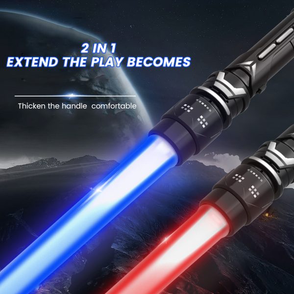 Qenwkxz 2pcs Lightsaber Light Up Saber Retractable LED with Realistic Sound Effect Hand Light Up 2-in-1 LED Red Blue light 15.75in 22.05in 28.35in - Image 3
