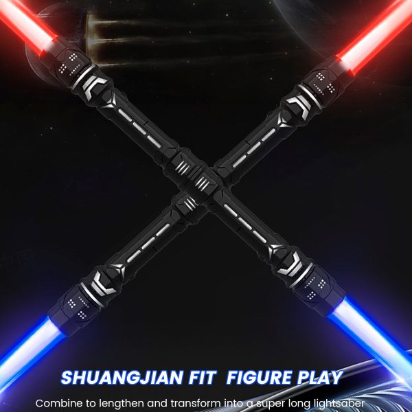 Qenwkxz 2pcs Lightsaber Light Up Saber Retractable LED with Realistic Sound Effect Hand Light Up 2-in-1 LED Red Blue light 15.75in 22.05in 28.35in - Image 5