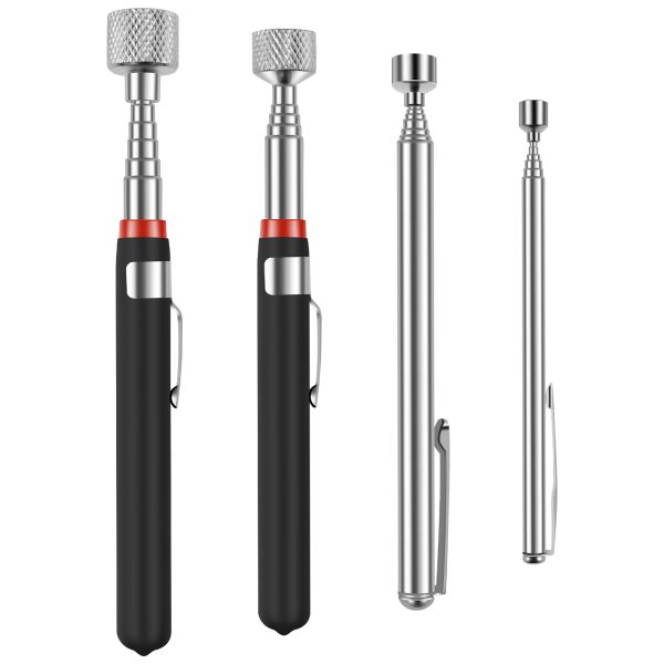 Qenwkxz 4Pcs Magnetic Pickup Tool Telescoping Magnetic Grabber Tools 1.5/3/10/15LB Capacity Stainless Steel Extendable Magnet Stick Reacher Tools Portable Magnetic Pickup Tool for Bolt Screws