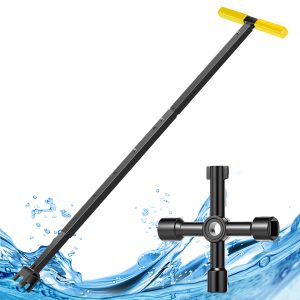 Qenwkxz Water Meter Key Carbon Steel Water Shut Off Tool Rustproof Way Utility Key Easy to Use Water Meter Valves Adjustable Length Water Meter Wrench Effort Saving for Water Pipes