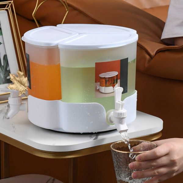 Wekvgz 5.1L Drink Dispenser with Leakproof Faucet 360?? Rotatable Juice Jug Dispenser for Parties 3 Compartment Removable Beverage Dispenser Home Juice Dispenser for Iced Tea Coffee Lemonade