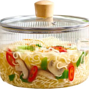 Ihvewuo Glass Cooking Pot with Lid 1.6L/54oz Heat Resistant Glass Saucepan with Double Handles Non-Stick Borosilicate Glass Stovetop Pot Safe Clear Cooking Pot for Soup Milk Sauce Pasta Noodle