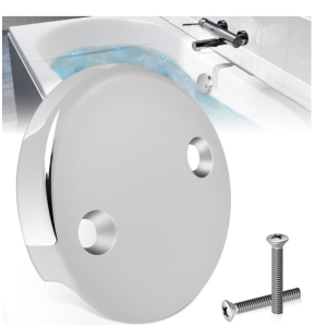 Qenwkxz Tub Overflow Drain Cover Double Hole Bathtub Overflow Drain Cover with Screws Easy to Install Cover for Most Standard Bath Tub Drains Silver bathtub Overflow Cover ABS 3.25in