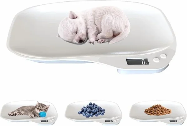 Ihvewuo Small Digital Pet Scale Battery Operated LED Display Mini Electronic Pet Weight Scale for Kitchen Kitten Puppy Hamster Parrot