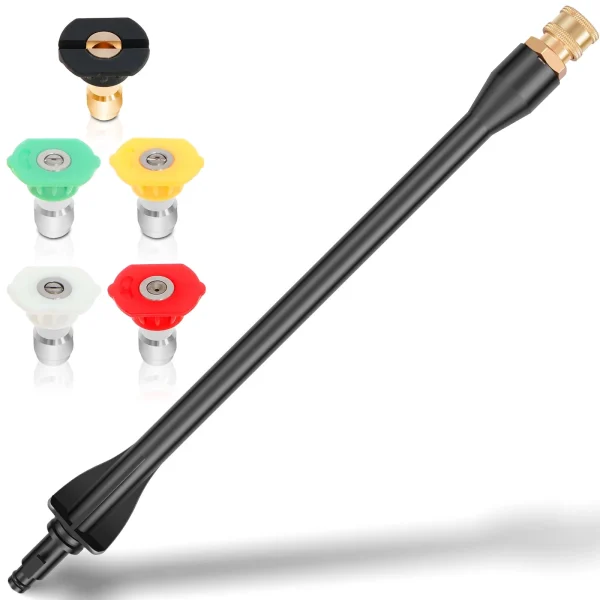 Ikoopy Adjustable Spray Pressure Washer Extension Wand With 5 Nozzle Tip Easy Connection Efficient Power Washer Extender for Various Cleaning Work