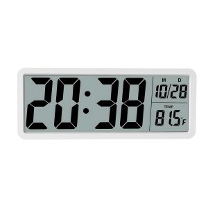 Lzvxtym Digital Alarm Clock LED Wall Clock with Temperature Display for Office Bedroom Living Room,7.95",White