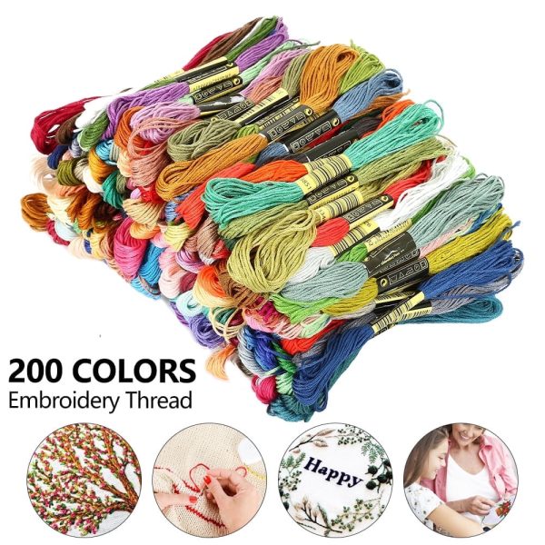 Keyohome 200 Colors Cotton Embroidery Floss Cross Stitch Embroidery Thread Cotton Floss Bracelet Yarn,Craft Floss