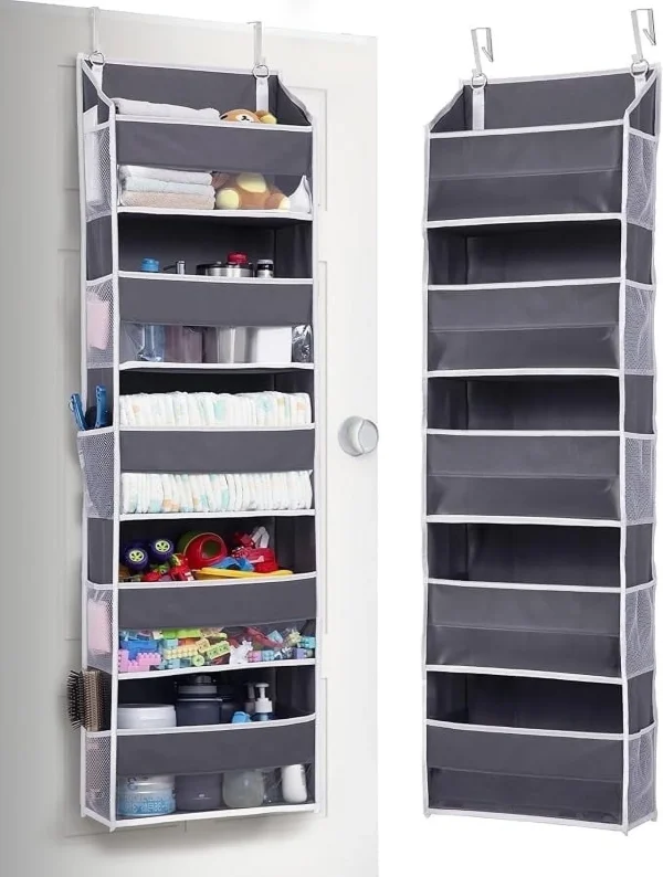 Ihvewuo Over the Door Organizer with 5 Large Pockets and 10 Side Mesh Pockets Visible Hanging Door Organizer Large Capacity Behind Door Organizer Over the Door Storage Organizer for Home