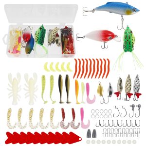 Lzvxtym Fishing Lures,Fishing Lures Kit,Fishing Bait Lure Set for Saltwater Freshwater,with Tackle Box,107Pcs