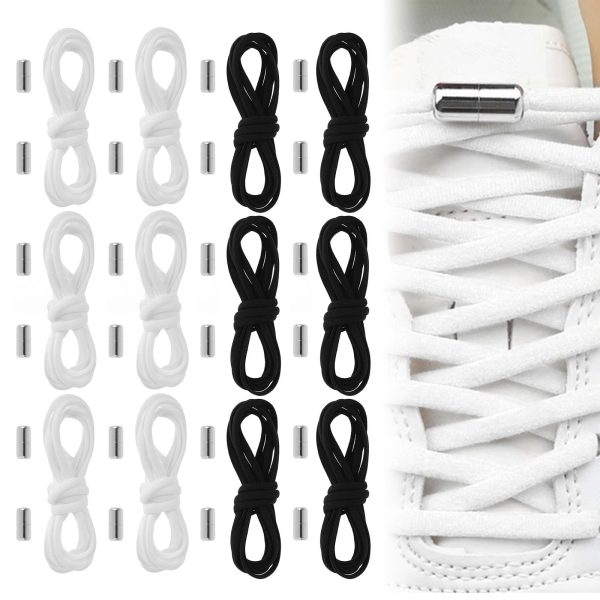 Keyohome 12 Pair Elastic Shoe Laces,Elastic Tieless Shoelaces for Sneakers,Elastic No Tie Shoe Laces for Kids and Adults