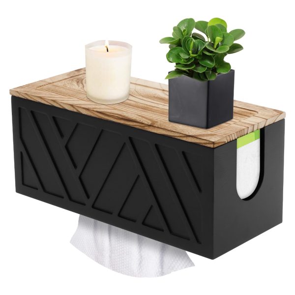 Lzvxtym Wooden Paper Towel Wall Dispenser Wall Mount Hand Paper Towel Holder With Detachable Lid for Bathroom Kitchen Office