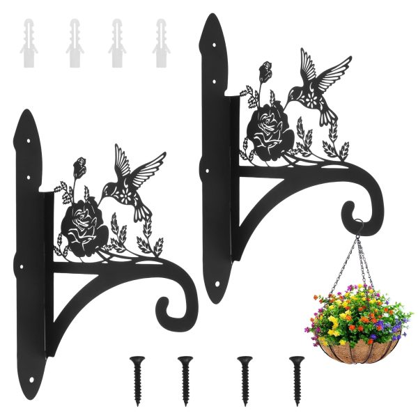 Keyohome Hanging Plant Bracket,2 Pcs 11.2" Cast Iron Decorative Wall Planter Hanger Hooks for Hanging Plants Flower Baskets Wind Chimes Bird Feeders,Indoor Outdoor Rustic Home Decor