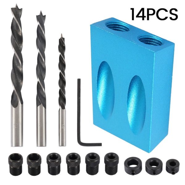 Keyohome 8/14/15/16pcs Pocket Hole Screw 15 Degrees Jig Dowel Drill Joinery Kit Carpenters Wood Woodwork Guides Joint Angle Locator Tool