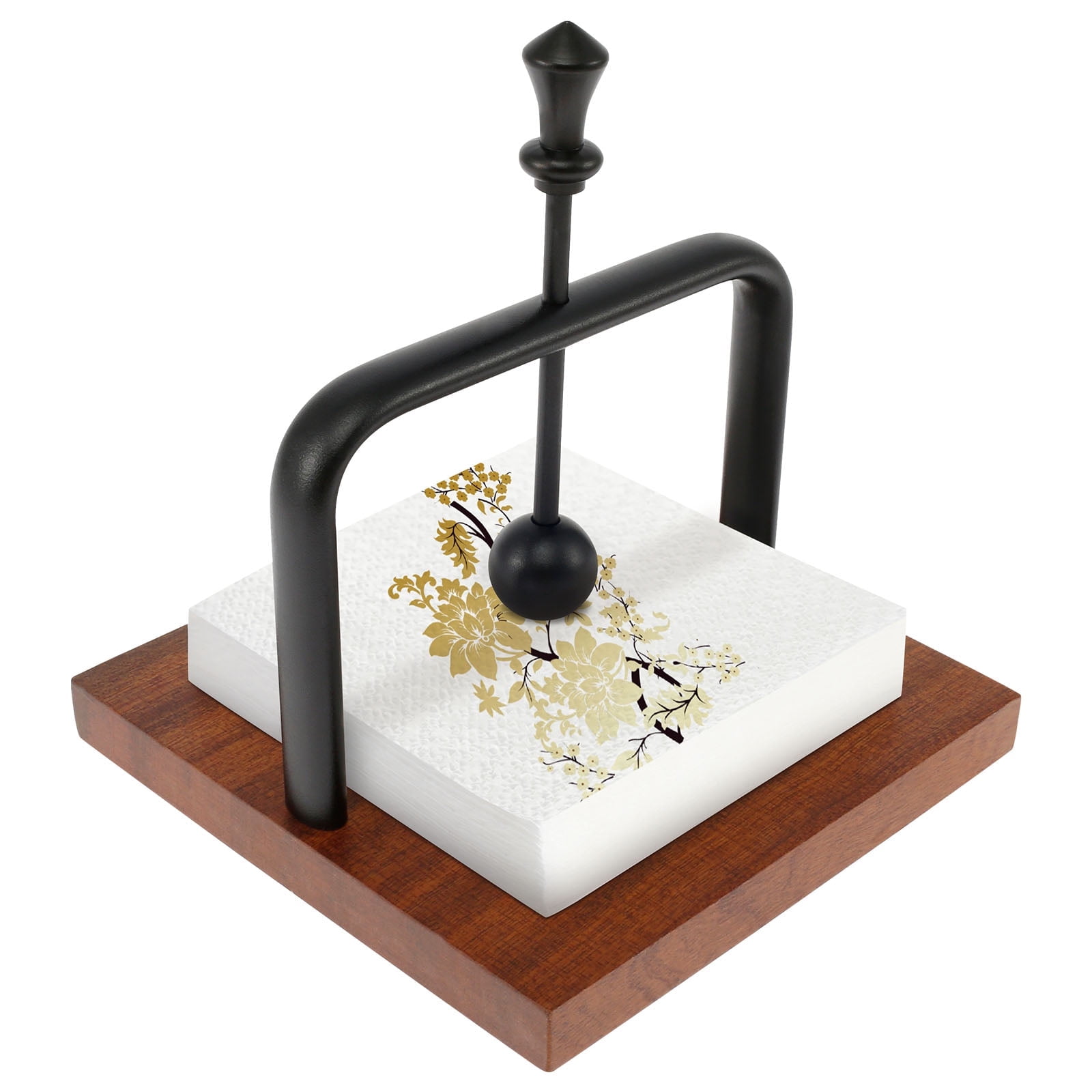 FUYGRCJ Wood Napkin Holder for Table, Square Tabletop Napkin Dispenser, Cocktail Napkin Holder with Sophisticatedly Metal Center Bar, for Home, Kitchen, Office, Restaurant, Hotel, Cafe, Bar