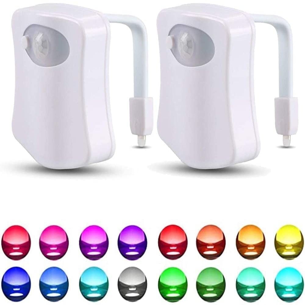 Ihvewuo 2 Pack 16 Color Changing Toilet Night Light Motion Sensor LED Multi-Color Toilet Night Light