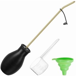 AEVXKHI Diatomaceous Earth Duster Rubber, Garden Powder Applicator with Long Brass Tube, Removable Bulb Duster Sprayer, Practical Powder Duster for Hotels Nursing Homes