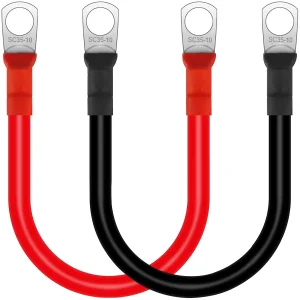 FUYGRCJ 2PCS Battery Inverter Cable, 30cm 12V 2AWG Copper Auto Battery Cable, Waterproof Flexible Car Battery Wire for Truck Motorcycle Solar RV Marine