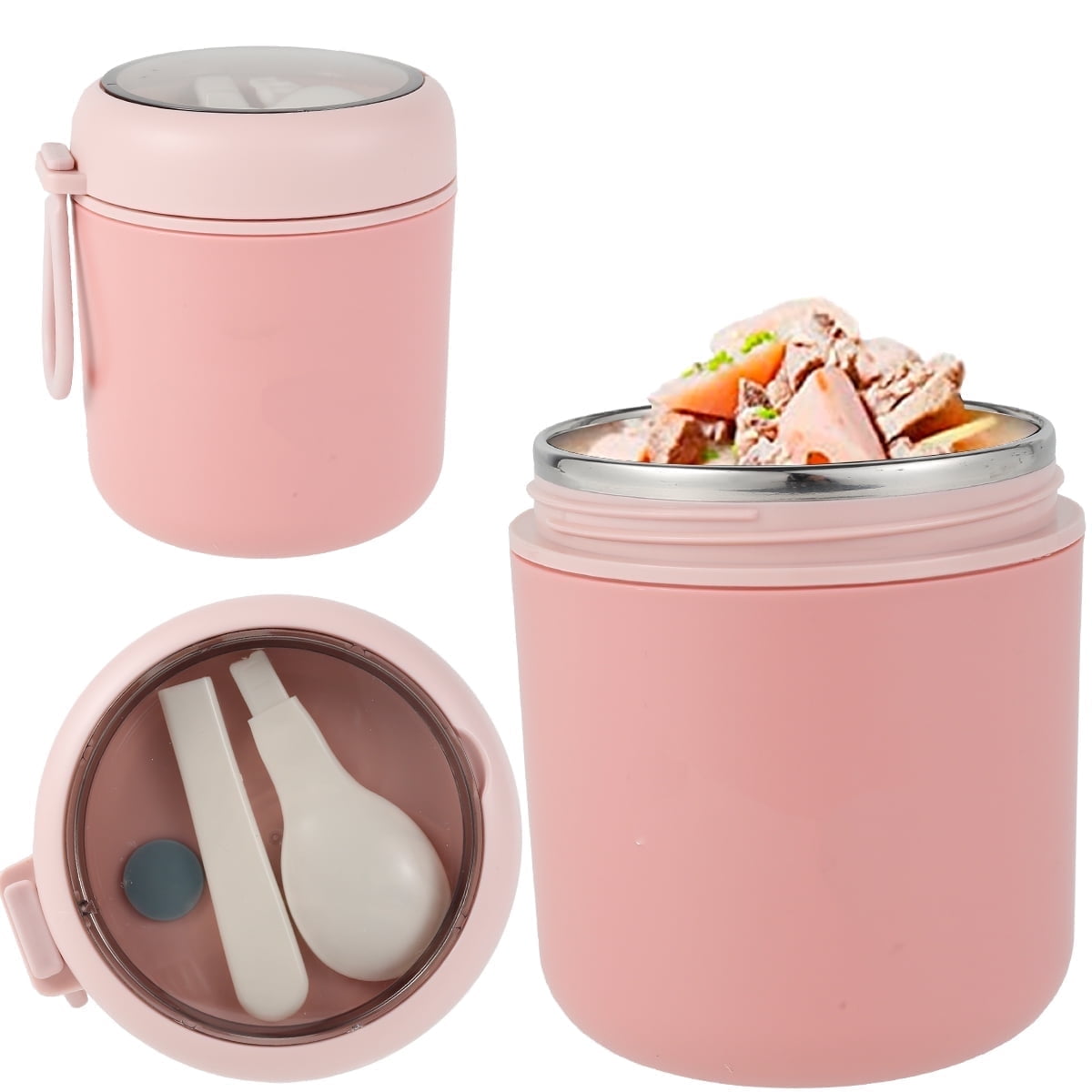 FUYGRCJ 18 oz Insulated Food Jar Vacuum Bento Box Lunch Containers Wide Mouth Food Soup Thermos with Spoon Stainless Steel Leak Proof Keeps Food Hot Cold for School Travel Picnic