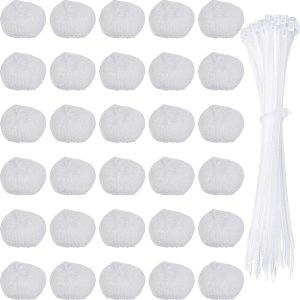 Txkrhwa 30PCS Washing Machine Lint Traps, Nylon Washer Lint Catcher, Laundry Mesh Washer Hose Filter, Washer Hose Lint Traps with 30 Cable Ties for Washing Machine Sink Bathtub Prevent Drain Clogging