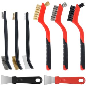 Txkrhwa 8PCS Wire Brush Set with Scraper, Heavy Duty Metal Scraper Brushes, Stainless Steel Scratch Wire Brushes, Stove Scraper Cleaner for Cleaning Rust, Welding Slag, Paint and Dust