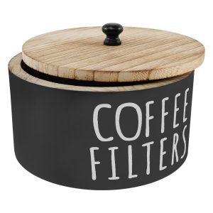 Txkrhwa Coffee Pod Organizer, Coffee Filter Holder, Wooden Coffee Filter Storage Container with Lid, Coffee Filter Dispenser, Coffee Filter Basket for Bar Counter Coffee Bar Decor