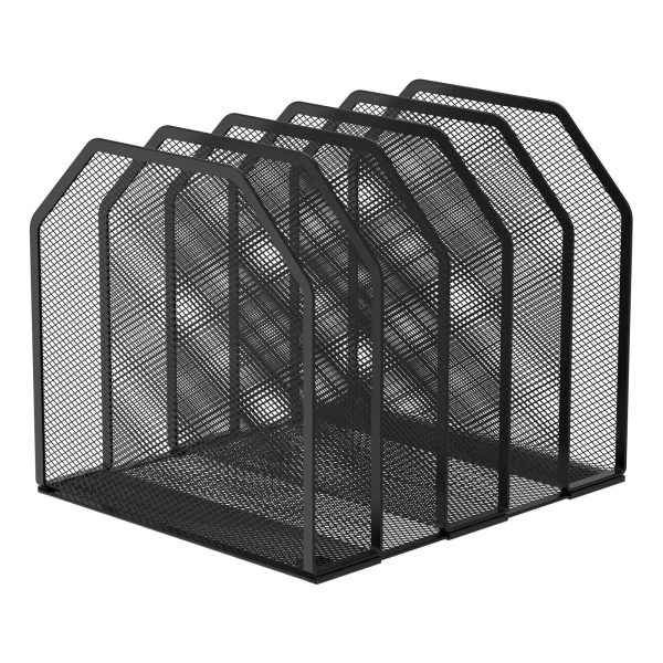 Lzvxtym 5/7 Section Metal Vertical Desktop Organizer Sturdy Desk File Organizer Adjustable Mesh File Folder Stand Sorter for Home